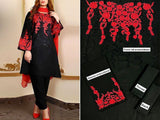 Trendy 2-Piece Embroidered Black Linen Dress 2023 (DZ16531)