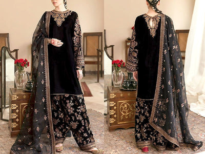 Luxury Embroidered Black Chiffon Wedding Dress 2023 (DZ16540)