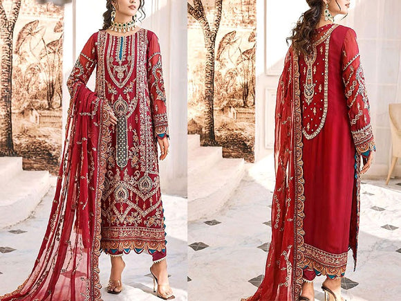 Luxury Heavy Embroidered Chiffon Wedding Dress 2024 (DZ16543)