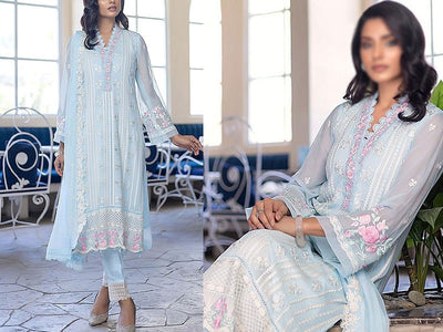 Heavy Embroidered Formal Chiffon Party Dress 2023 (DZ16544)