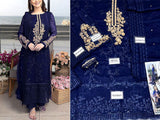 Heavy Embroidered Navy Blue Chiffon Wedding Dress 2024 (DZ16550)