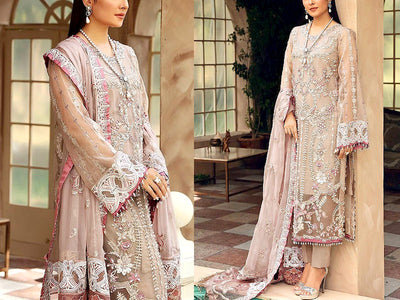 Handwork Heavy Embroidered Organza Party Wear Dress 2023 (DZ16552)