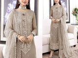 Heavy Embroidered Chiffon Party Dress with Embroidered Net Dupatta (DZ16553)
