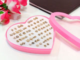 36 Pairs Golden Stud Earrings Set for Girls with Heart Shape Gift Packing (DZ16557)