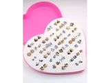 36 Pairs Mix Silver Golden Stud Earrings Set for Girls with Heart Shape Gift Packing (DZ16558)