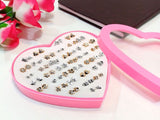 36 Pairs Mix Silver Golden Stud Earrings Set for Girls with Heart Shape Gift Packing (DZ16558)