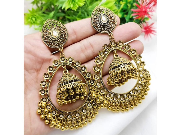 Antique Style Jhumka Earrings (DZ16586)