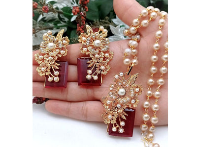 Turkish Gold Polish Jewelry Set with Earrings (DZ16591)
