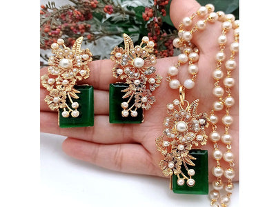 Turkish Gold Polish Jewelry Set with Earrings (DZ16592)