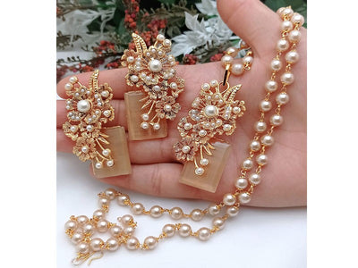 Turkish Gold Polish Jewelry Set with Earrings (DZ16593)