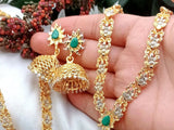 Indian Rajwadi Jewellery Set with Mala, Necklace & Jhumkis (DZ16594)