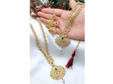Indian Rajwadi Jewellery Set with Mala, Necklace & Jhumkis (DZ16595)