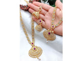 Indian Rajwadi Jewellery Set with Mala, Necklace & Jhumkis (DZ16596)