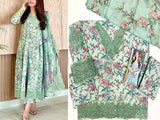Digital Print Embroidered Lawn Dress with Digital Print Silk Dupatta (DZ16601)
