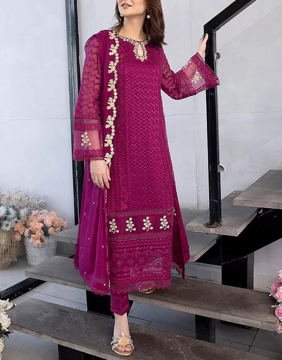 Luxury Heavy Embroidered Chiffon Wedding Dress (DZ16602)