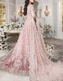 Luxurios 3D Handwork Heavy Embroidered Net Bridal Maxi Dress (DZ16604)