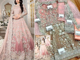 Luxurios 3D Handwork Heavy Embroidered Net Bridal Maxi Dress 2023 (DZ16604)