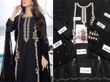 Adorable Heavy Embroidered Black Chiffon Wedding Dress 2024 (DZ16609)