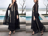 Adorable Heavy Embroidered Black Chiffon Wedding Dress 2024 (DZ16609)