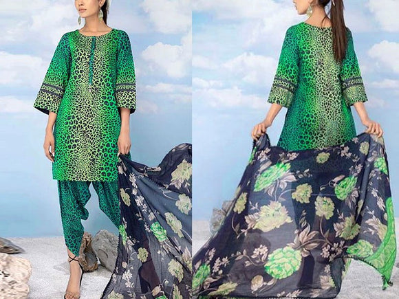 Digital All-Over Print Cambric Cotton Suit with Diamond Dupatta (DZ16615)