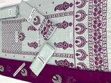 Luxury Embroidered Linen Dress 2023 with Bamber Chiffon Dupatta (DZ16618)