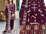 Luxury Embroidered Linen Suit 2023 with Bamber Chiffon Dupatta (DZ16619)