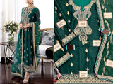 Embroidered Chiffon Wedding Dress with Embroidered Net Dupatta (DZ16631)