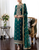 Embroidered Chiffon Wedding Dress with Embroidered Net Dupatta (DZ16631)
