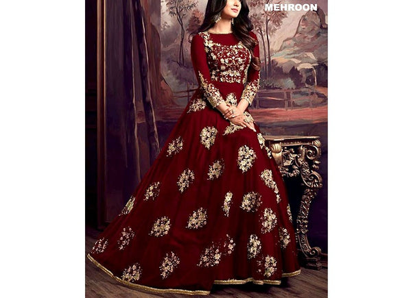 Readymade 2-Piece Embroidered Organza Maxi Dress (DZ16632)