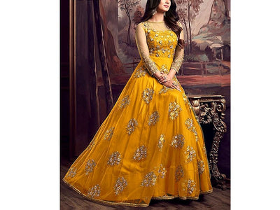 Readymade 2-Piece Embroidered Organza Maxi Dress (DZ16634)