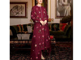 Readymade 3-Piece Embroidered Shamoz Silk Dress with Emb. Organza Dupatta (DZ16637)