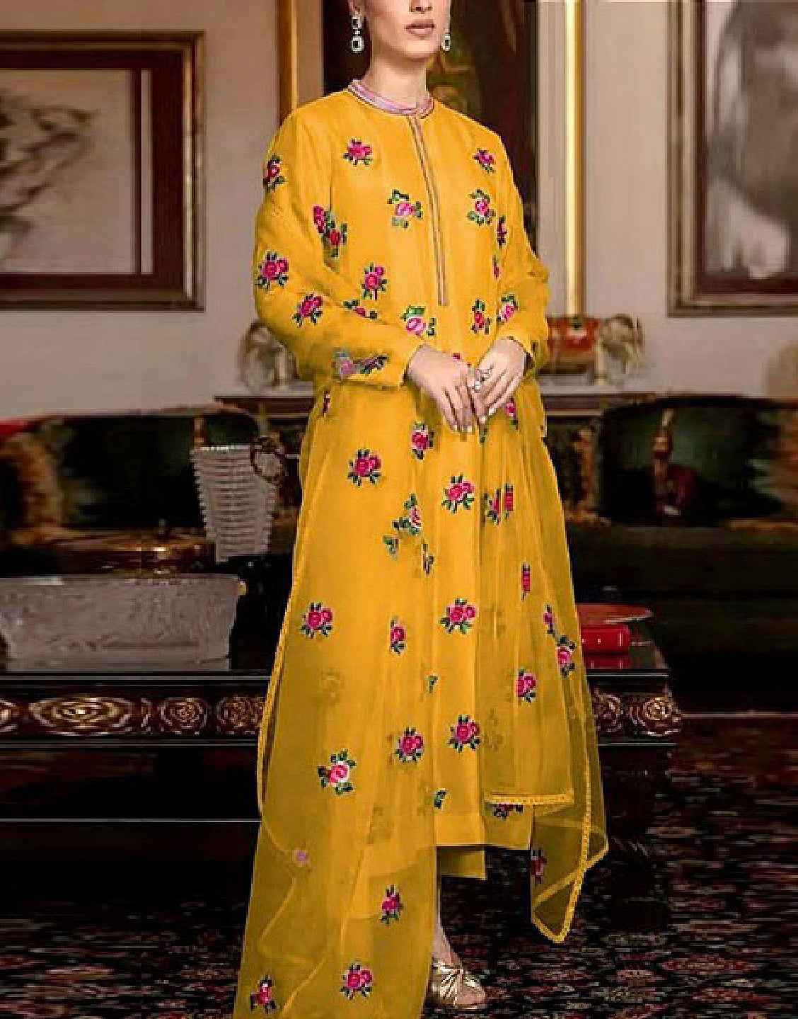 ready made dresses for ladies online shopping Blue Floral V-Neck Maxi Dress Classy Closet Modest Clothing Medium