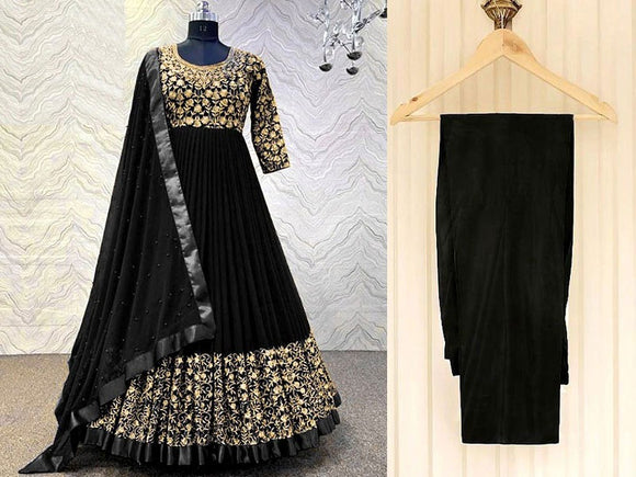 Readymade 3-Piece Embroidered Shamoz Silk Maxi Dress (DZ16646)