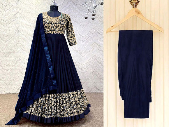 Readymade 3-Piece Embroidered Shamoz Silk Maxi Dress (DZ16647)