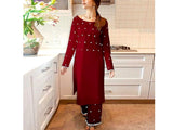 Readymade 2-Piece Embroidered Cotton Dress for Girls (DZ16651)
