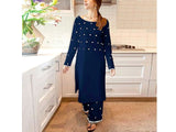 Readymade 2-Piece Embroidered Cotton Dress for Girls (DZ16652)
