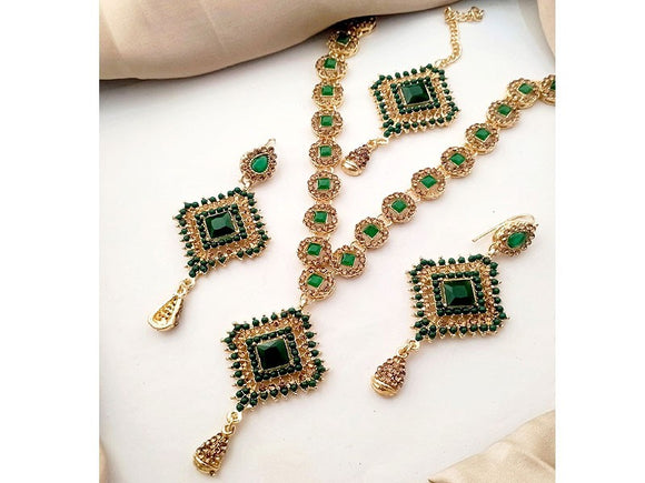 Elegant Fashion Jewelry Set with Earrings & Tikka (DZ16669)