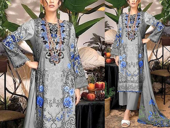 Embroidered Dhanak Dress with Dhanak Shawl Dupatta (DZ16690)