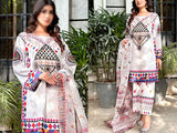 Digital Print Linen Dress with Linen Dupatta & Printed Trouser (DZ16703)