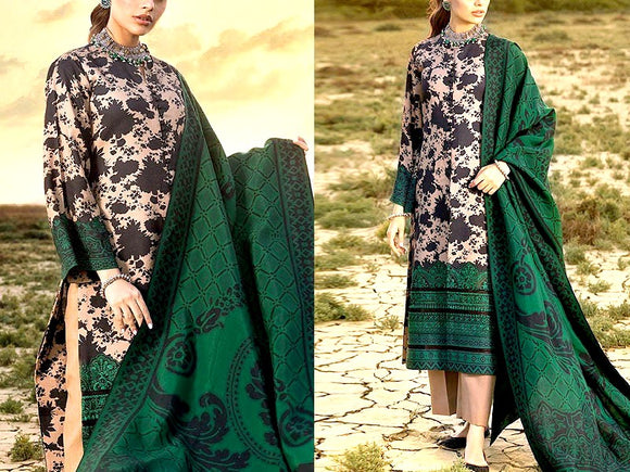 Digital Print Linen Dress with Linen Dupatta (DZ16705)