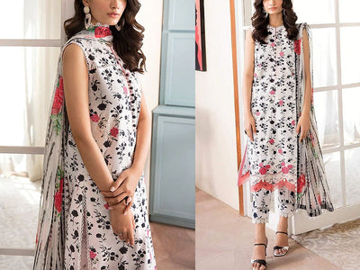 Digital Print Embroidered Swiss Lawn Dress 2023 (DZ16713)
