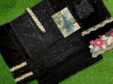 Heavy Embroidered Black Chiffon Wedding Dress 2024 (DZ16717)
