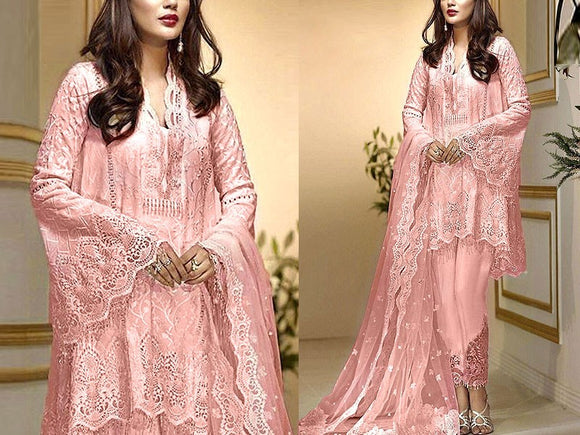 Luxury Heavy Embroidered Formal Net Wedding Dress with Inner (DZ16722)