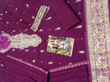 Elegant Embroidered Chiffon Party Wear Dress (DZ16735)