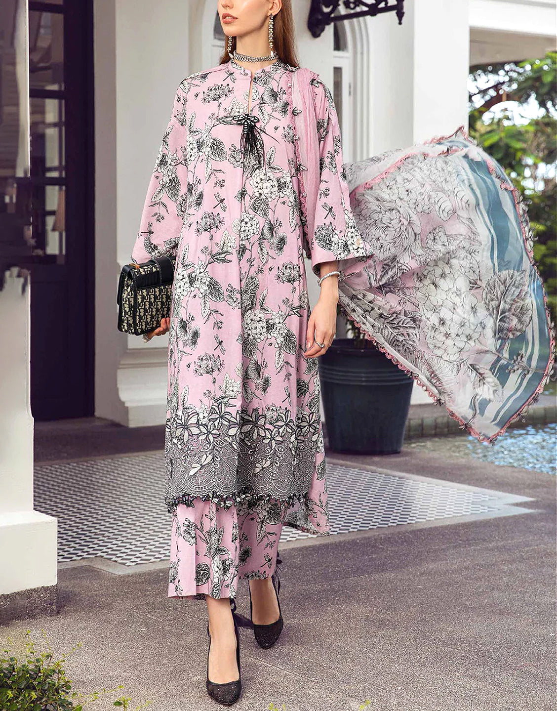 Dress with silk dupatta clearance