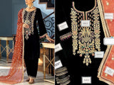 Handwork Embroidered Black Velvet Wedding Dress 2023 (DZ16739)