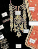 Glamorous Handwork & Heavy Embroidered Black Velvet Wedding Dress (DZ16739)