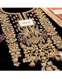 Glamorous Handwork & Heavy Embroidered Black Velvet Wedding Dress (DZ16739)