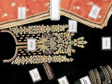 Handwork Embroidered Black Velvet Wedding Dress 2023 (DZ16739)
