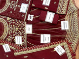 Heavy Embroidered Chiffon Party Wear Maxi Dress 2024 (DZ16740)